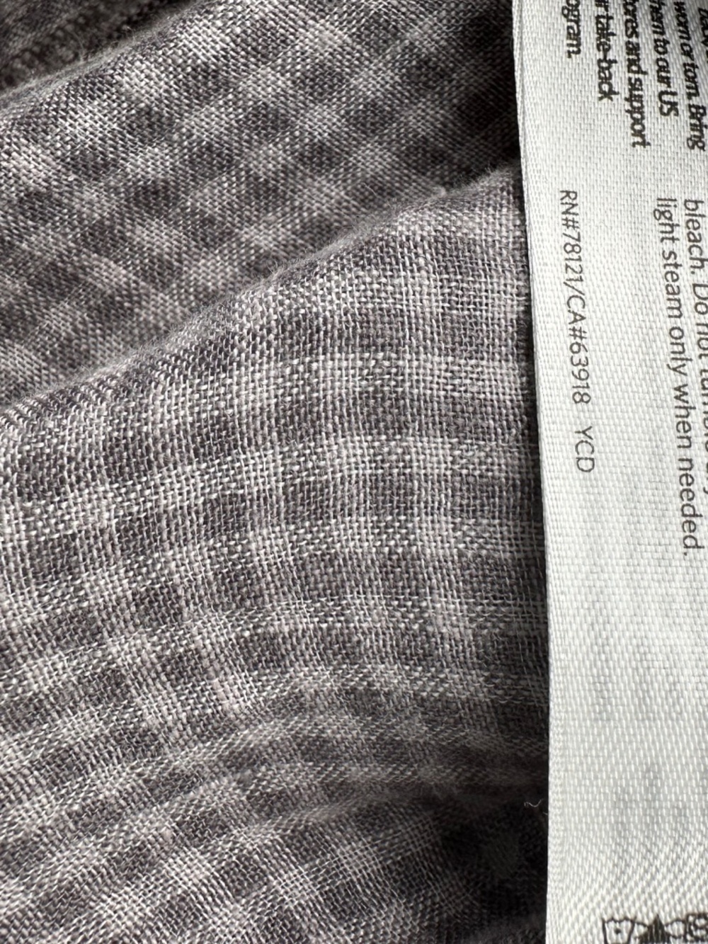 Eileen Fisher Puckered Organic Checked Linen Drawstring Easy Fit, Ankle Pant MP - Picture 4 of 5